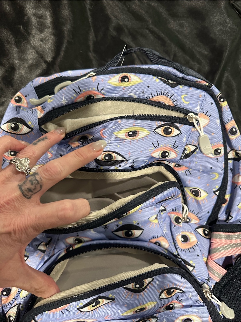 High Sierra Lavender Eye-Print Backpack with Black Accents - Picture 5 of 10